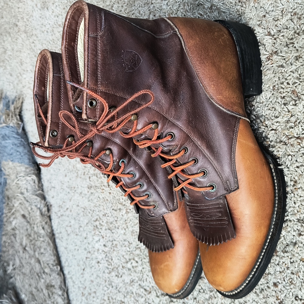 Ariat Polished Bay Pro Lacer Brown Leather Boots Men’s 10D